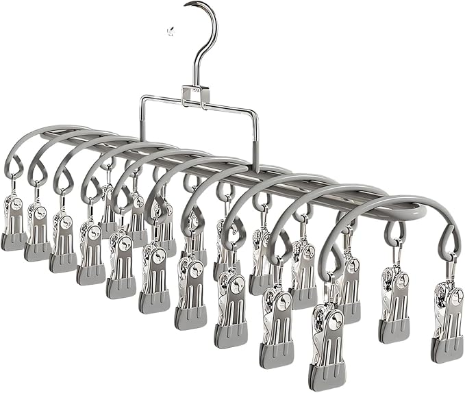 Stainless Steel Sock Clothes Drying Rack 20 Clip Rustproof Laundry Organizers - Image 4