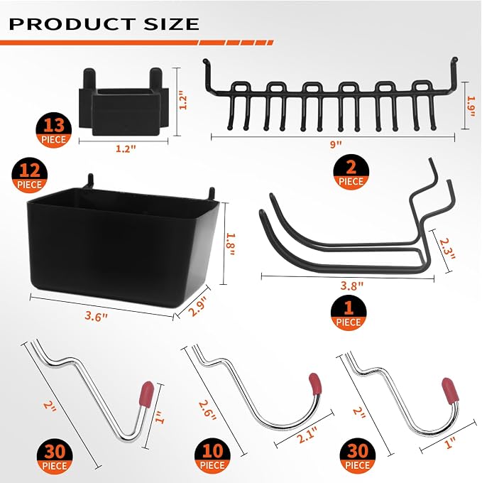 Calax 338PCS Pegboard Hooks Organizer Kit, Fit 1/8 or 1/4 inch Peg Board - Image 4