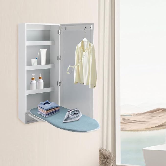 Ironing Board Cabinet, Large Capacity Wall Mounted Storage Cabinet, - Image 4