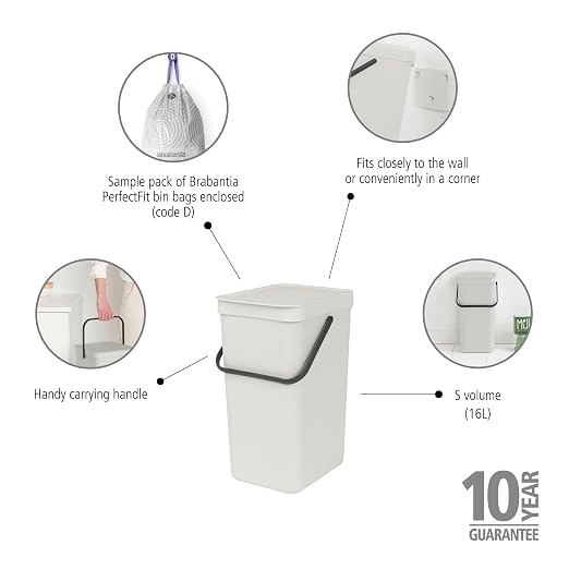 Brabantia Sort & Go Kitchen Recycling Bin | S / 4.2 Gal / 16L | Light Gray | - Image 2