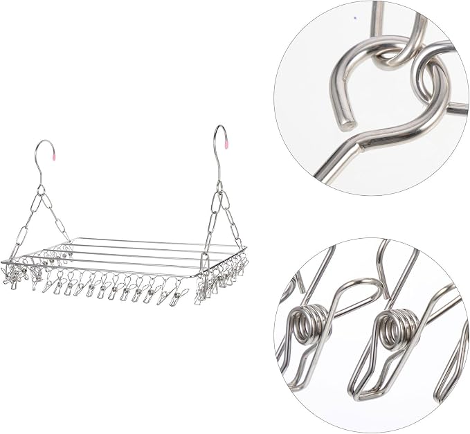Garneck Multi-Purpose Windproof Clothes Drying Rack 36-Clip Stainless Steel - Image 5