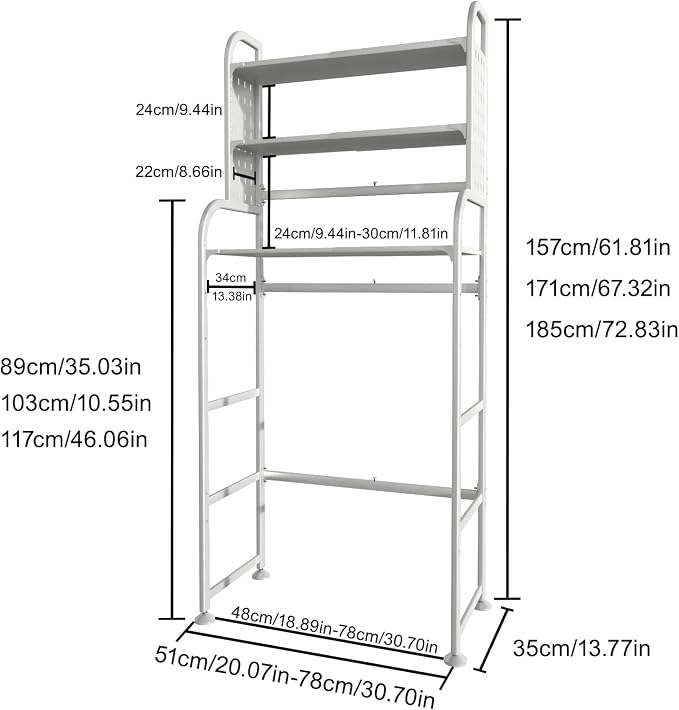 Over Washer Storage, 3 Tier Expandable Washer and Dryer rack, Laundry Room - Image 2