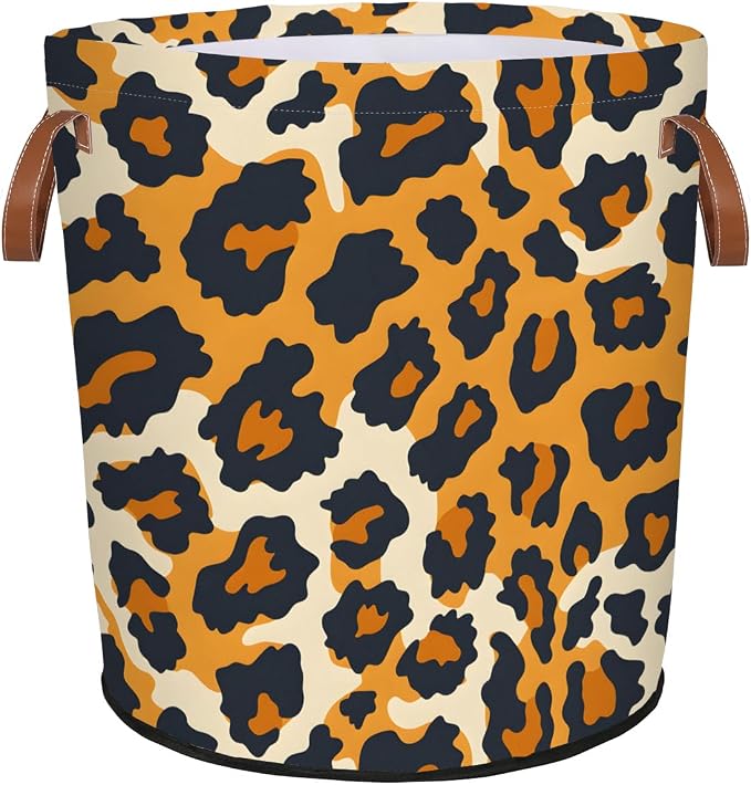 Leopard Print Laundry Hamper Waterproof Collapsible Basket by Mozaigos