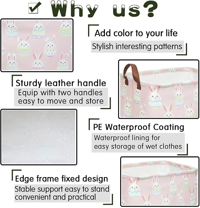 FXOLCSHE Rectangular Easter basket, Girl Easter basket, Nursery Hamper - Image 6