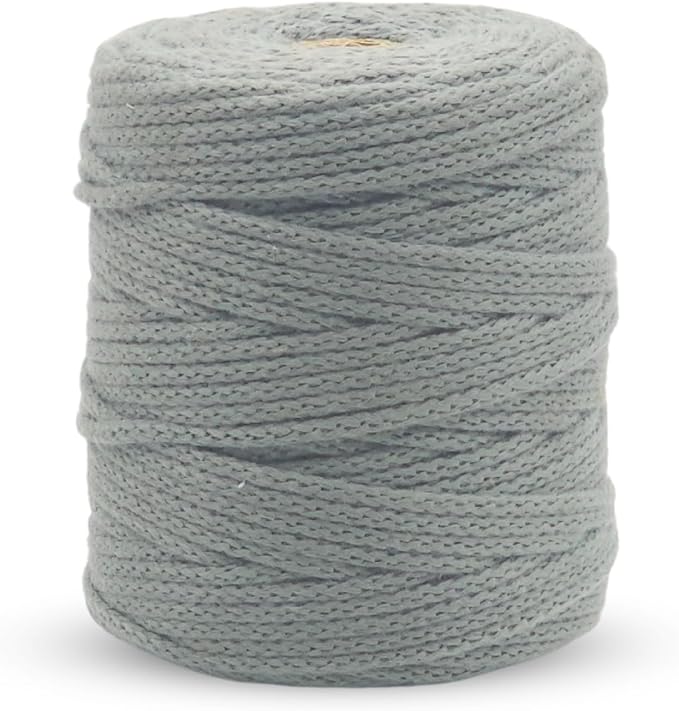 Grey Knitted Macrame Cord 4mm x 54Yards, Macrame Rope, Cotton Like Cord by Crocheta