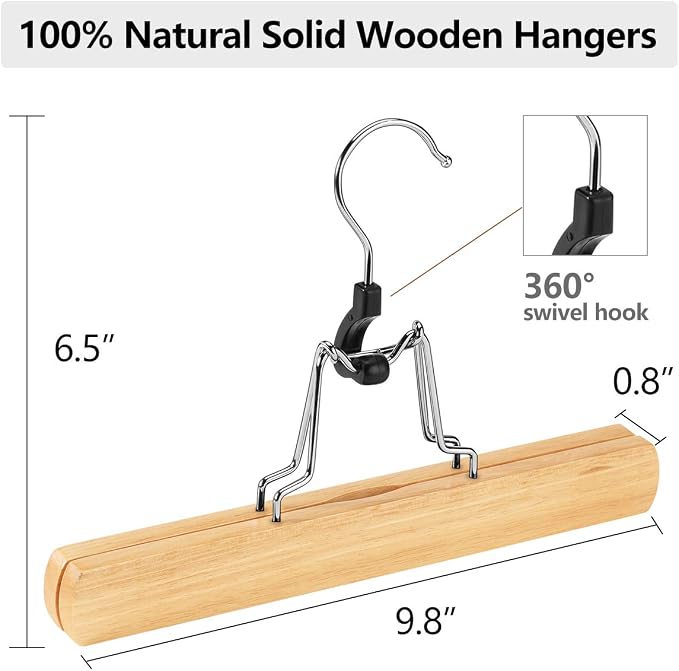 AMKUFO 20 Pack Natural Wooden Pants Hangers - Image 2