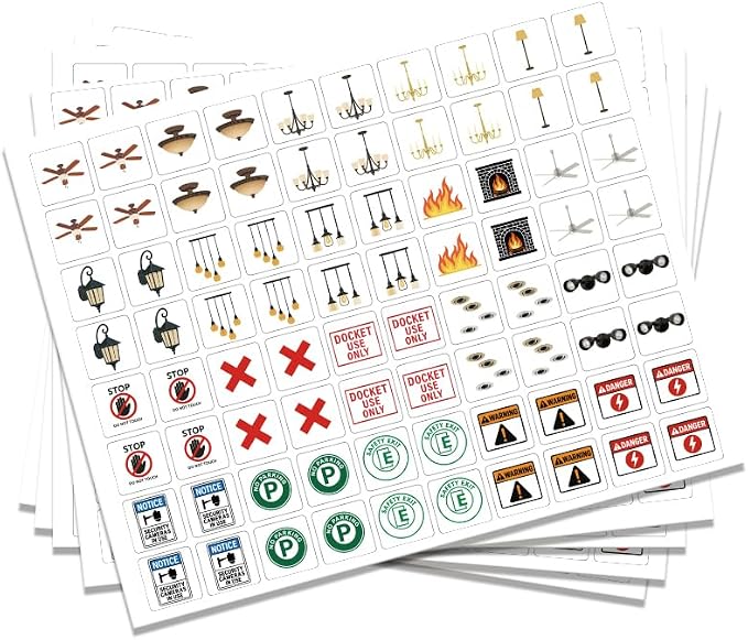 Pack of 400 Light Switch Sticker Labels, 21 Designs Transparent Switch ID by GOMAKERER