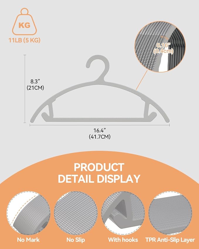 30 Pack Clothes Hangers, Non Slip Heavy Duty Plastic Hangers, Space Saving - Image 4