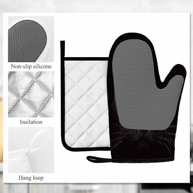 Mxocom Black Cat Oven Mitt and Pot Holder - Image 6