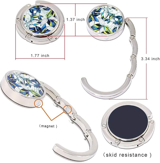 Foldable Purse Hooks, Women Bag Hanger, Table Handbag Storage, Mixed Set + 1 Bag - Image 2