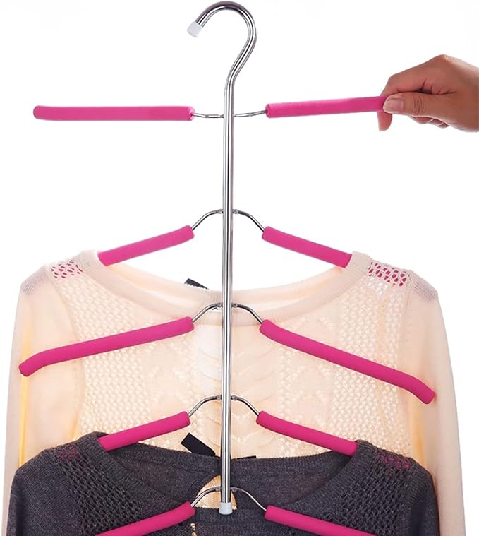 3 Pack 5 in 1 Space Saving Clothes Hangers Chrome and Foam Blouse Tree Hangers - Image 7