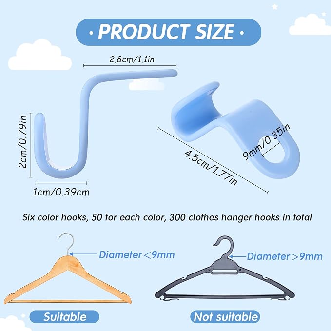 Fumete 300 Pcs Clothes Hanger Connector Hooks Extender Clips Heavy Duty - Image 2