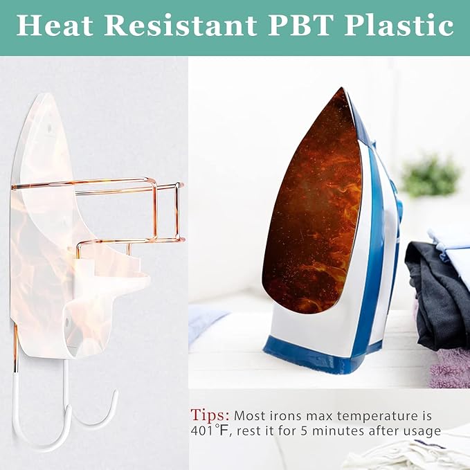 DOUBLE 2 C Ironing Board Hanger Wall Mount Electric Iron Holder Iron and - Image 5