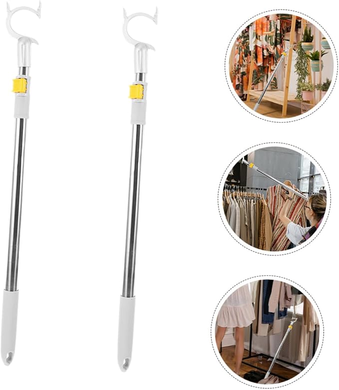 Ciieeo 2pcs Clothes Forks Extendable Pole Hook - Image 7