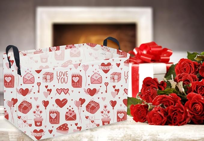 Sanjiaofeng Rectangular Valentine's Day Basket Love Storage Bins, Girls Storage - Image 7