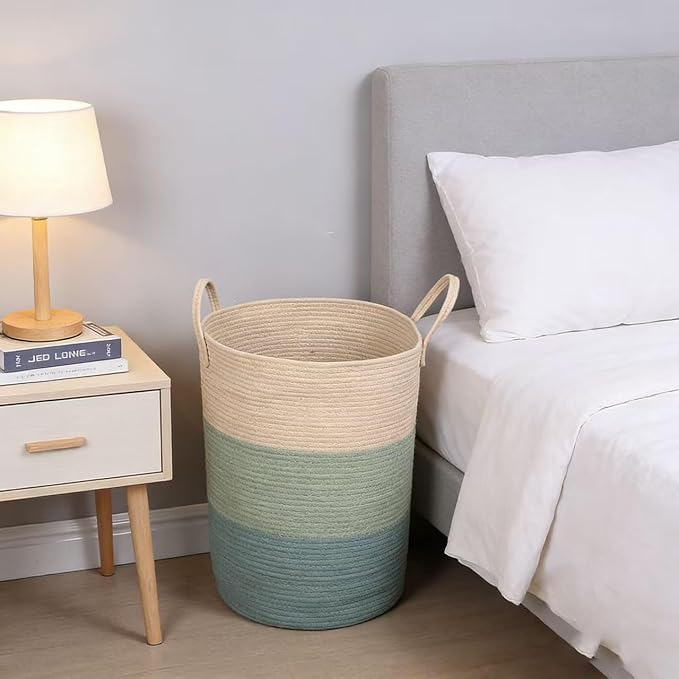 Laundry Basket, Woven Cotton Rope Laundry Hamper, 60L - Image 5