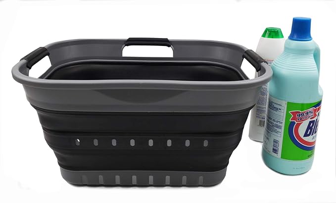 SAMMART 19L Collapsible Super Mini 3 Handled Plastic Laundry Basket by SAMMART