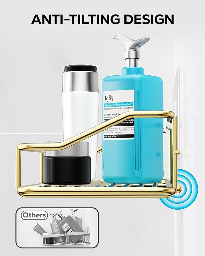 Nieifi Shower Caddy Shelf Storage Rack Adhesive Without Drilling Stainless Steel - Image 6