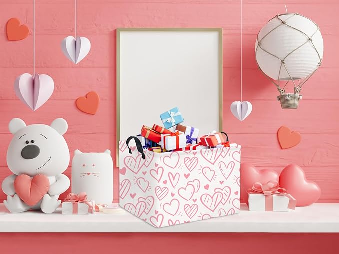 HIYAGON Rectangular Pink Basket Kids Baby Storage Bin Toy Basket Organizer Box - Image 5