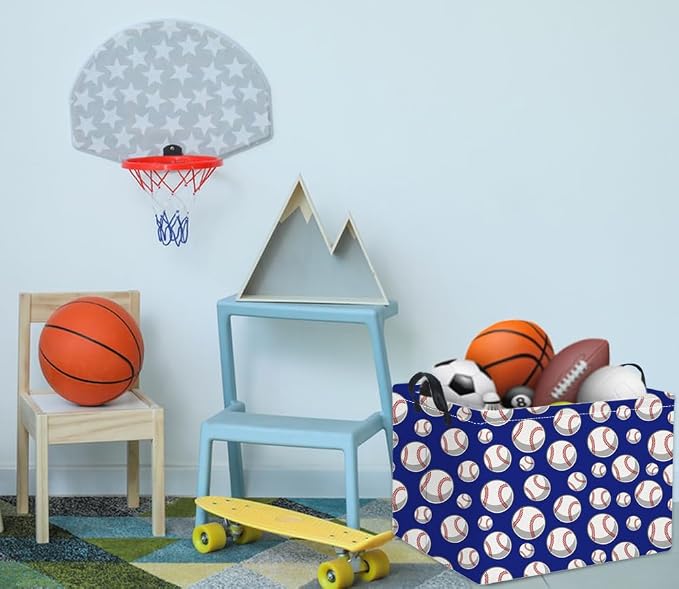 HIYAGON Rectangular Baseball Toy Storage Bin Organizer Box - Image 5