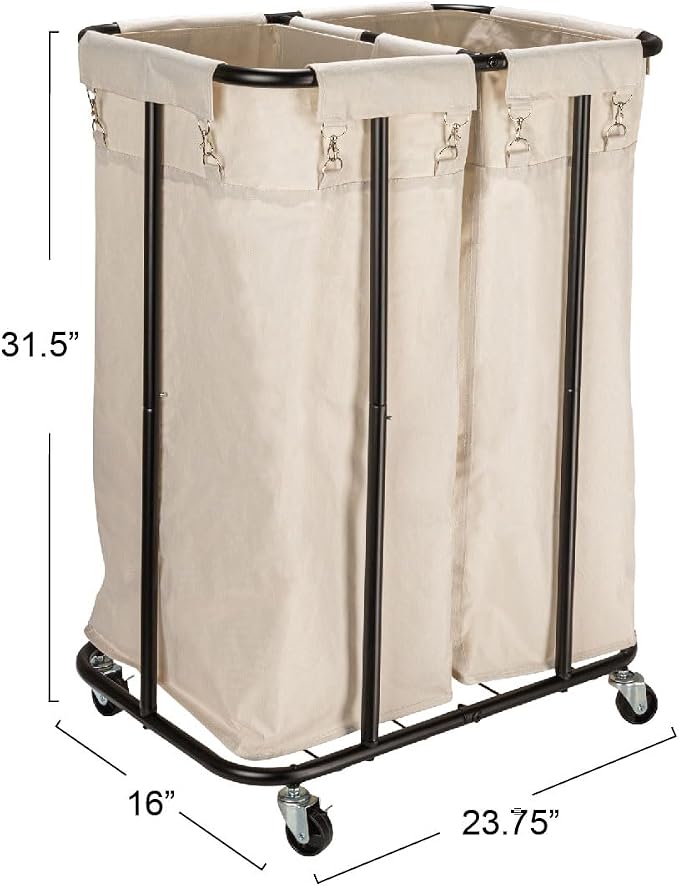 Household Essentials 2-Bag Rolling Laundry Sorter - Image 2