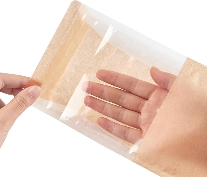 Ocmoiy 100Pcs Bakery Bags with Window, Resealable Tin Tie Tab Lock Bread - Image 3