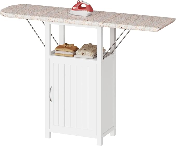 Ironing Board with Storage Cabinet, Folding Ironing Board with Extra Storage by VKTO