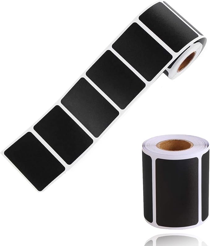 Chalkboard Sticker Label Black Rectangle Coding Roll Labels 300 Pcs Removable by Mimeile