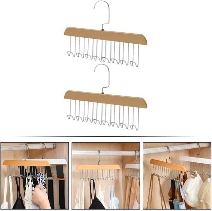 Artibetter 2pcs Multi-Hook Plastic Clothes Hangers Bra Organizer Tank Tops - Image 3