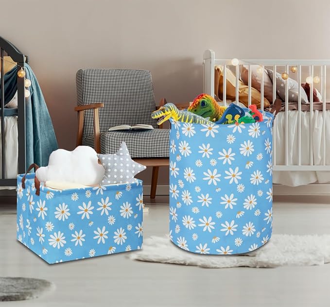 Rectangular Daisy Storage Basket, Collapsible Gift Basket - Image 2