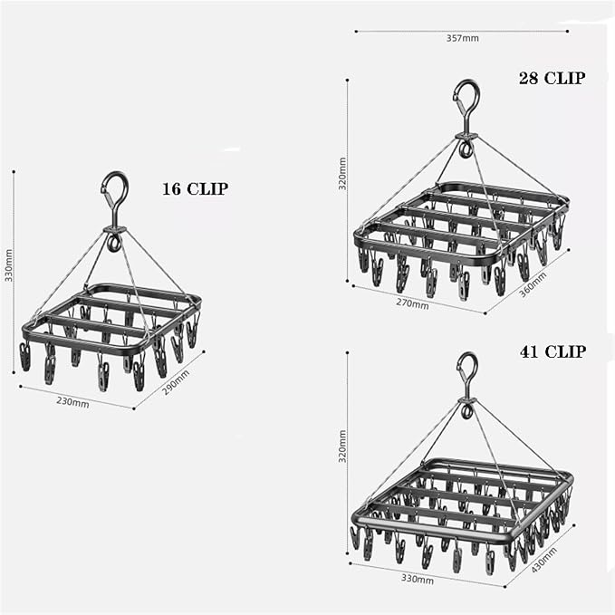 Aluminum Drip Hanger with 26 Clips, Sock Drying Rack, Wind-Proof Hook, - Image 2