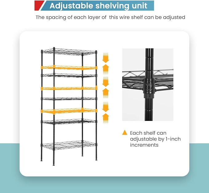Meet perfect 5-Tier Wire Shelving Unit, NSF Certified Metal Storage Rack - Image 5