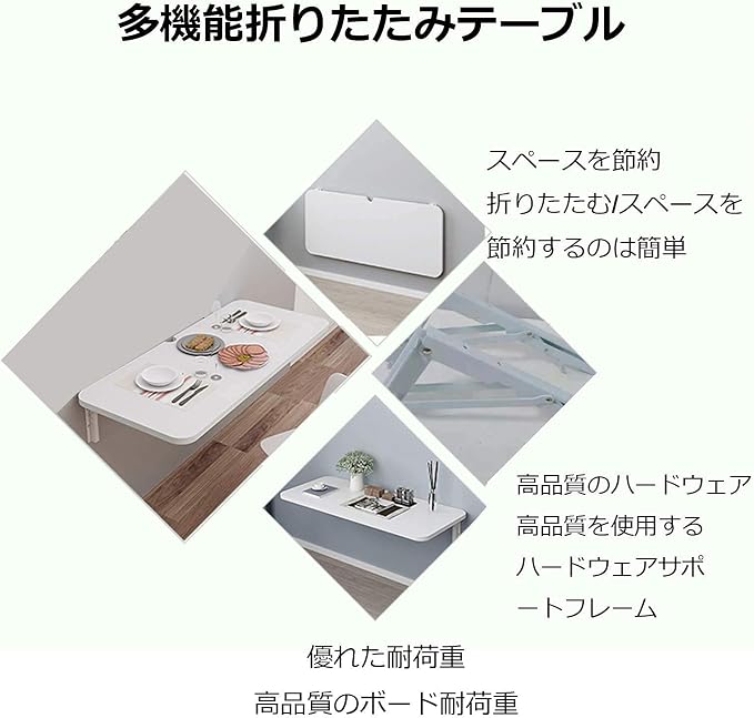 Desk Foldable Wooden Wall-Mounted Floor Table Space-Saving Floating Computer - Image 3