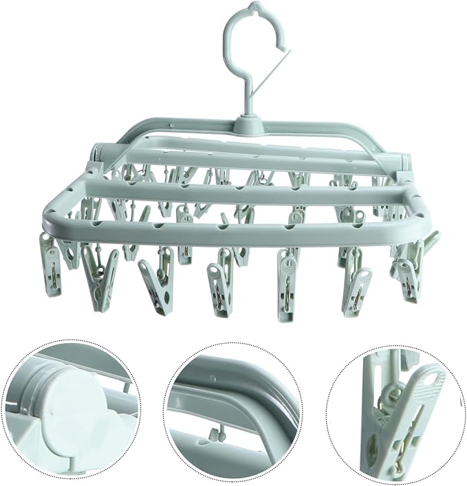 Boy Girl's Underwear Socks Drying Rack Plastic Hangers Clips Foldable Design - Image 9