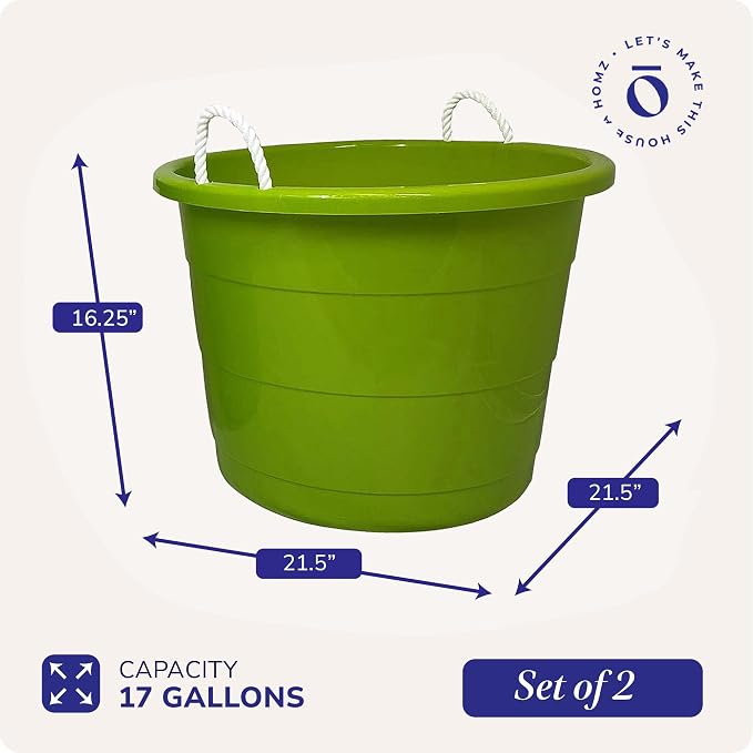 HOMZ 2-Pack Utility Tub, Large Plastic Storage Bucket - Image 6