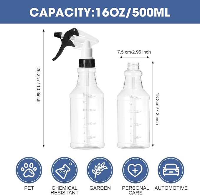10 Pack Spray Bottles 16 oz Empty Water Spray Bottles - Image 2