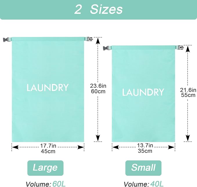 2 Pack Travel Laundry Bag, Nylon Washing Bags - Image 3