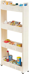 Bathroom Trolley 4-Tier, Slide Out Storage Cart On Wheels, Storage Trolley by Unknown