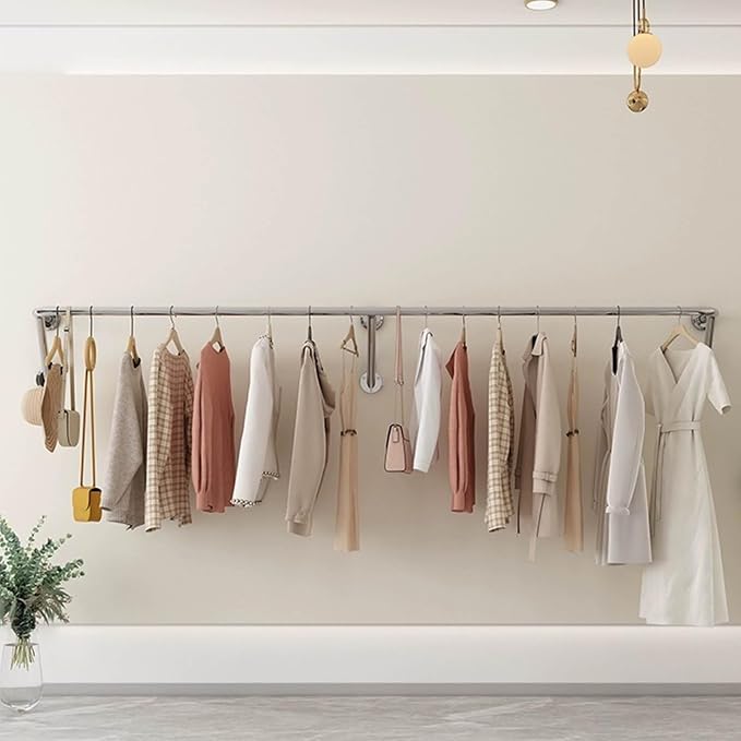 Stainless Steel Wall-Mounted Clothes Bar Rack - Image 6