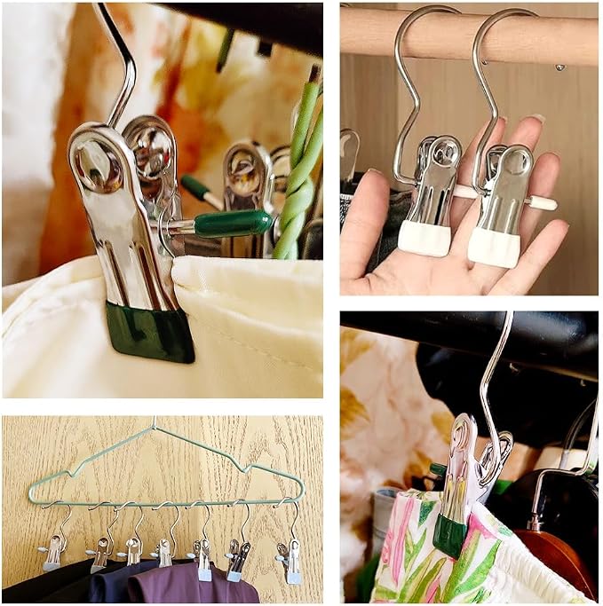 30 PCS Stainless Steel Laundry Hanging Hooks, Anti-rust Space-saving Clothespin - Image 4