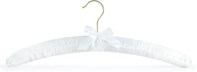 HANGERWORLD 5 White 17inch Classic Satin Padded Hangers - Image 3
