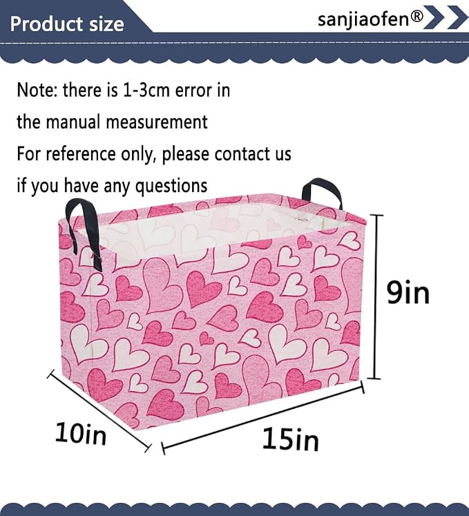 Sanjiaofeng Rectangular Valentine's Day Basket Love Storage Bins, Girls Storage - Image 2