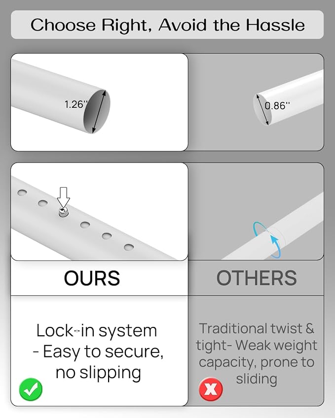 Tension Curtain Rod By EZFurni, 123-160 Inches, Heavy Duty Tension Rod - Image 4