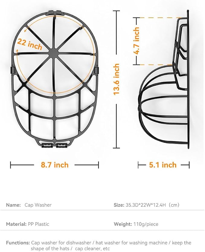 2 Pack Hat Washer Cage, Ball Cap Washing Frame Hat Cleaner Holder Protector - Image 2
