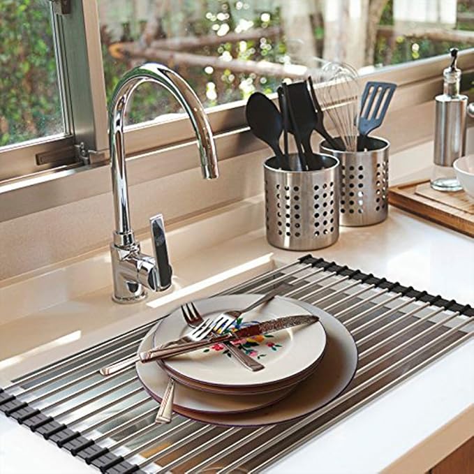 Ahyuan Roll up Dish Drying Rack Over The Sink Kitchen Roll up Sink Drying Rack - Image 3