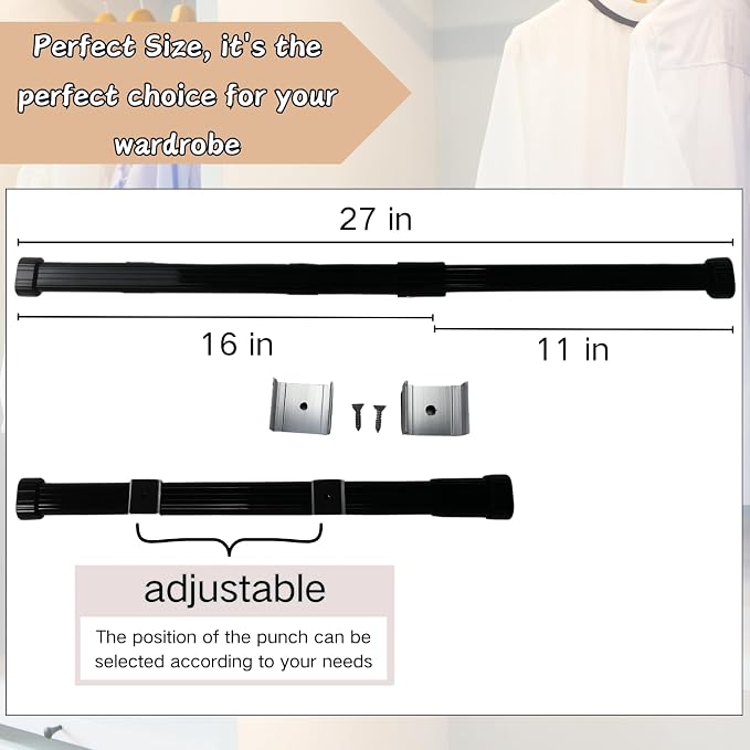 Beyeutao Black Closet Rod Pull Out Rod - Image 2