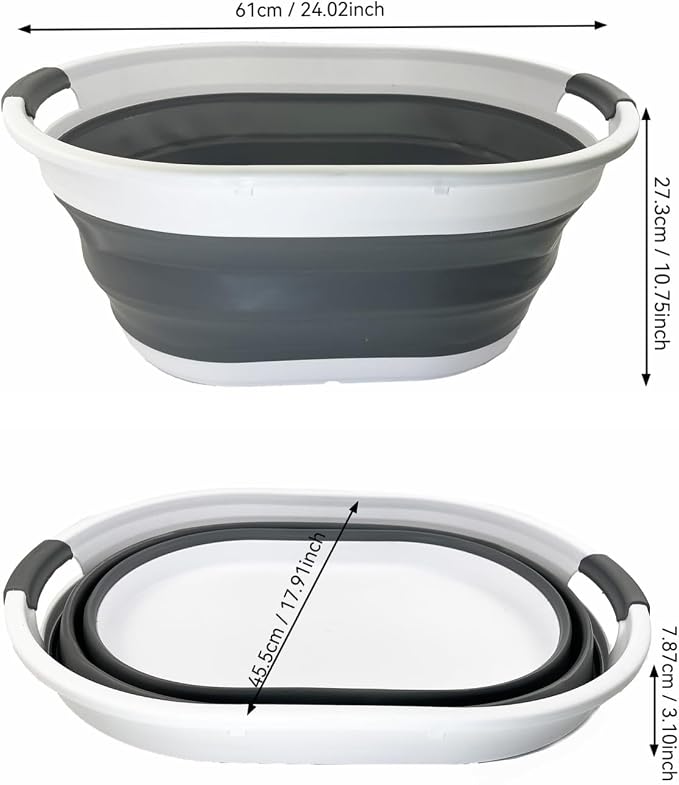 SAMMART Collapsible Plastic Oval Laundry Basket - Image 7