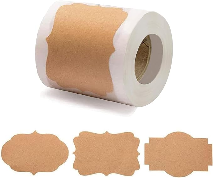 300 Pcs 2'' x 3''Natural Kraft Tags Sticker Self-Adhesive Customize Holiday by Unknown