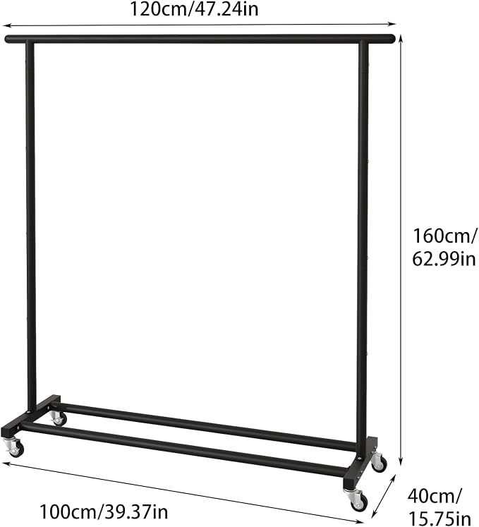 Buzowruil Metal Rolling Clothing Rack Adjustable Freestanding Garment Organizer - Image 7