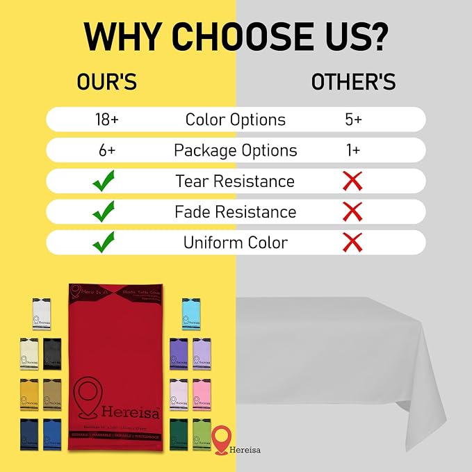 Red 6 Pack Plastic Table Cloth 54" x 108", Disposable Tablecloths Rectangle - Image 2